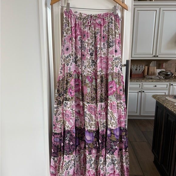 Spell Pink and Red Maxi A-Line Skirt - Picture 3 of 7